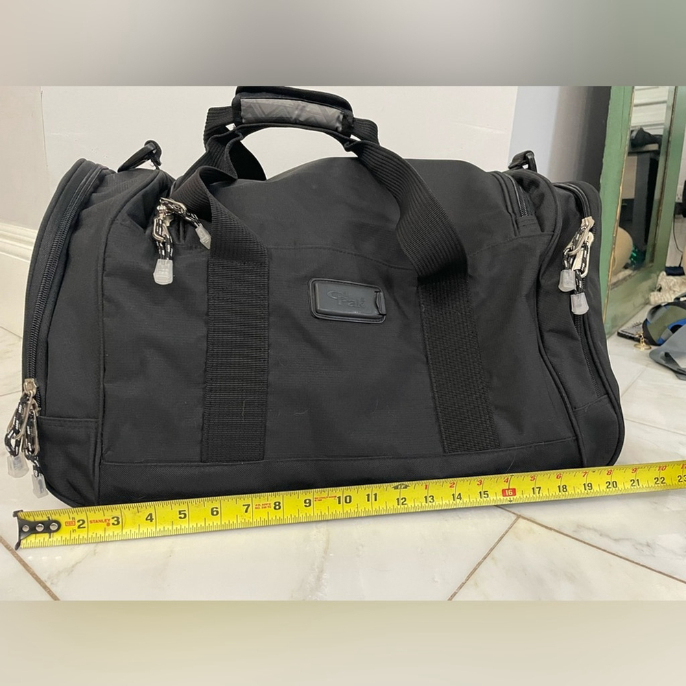 Calpak black canvas multi-pocket dual strap duffel bag travel luggage gym - Picture 6 of 11